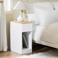 Auxiliares para Salón Mesilla de Noche Estrecha para Dormitorio con 1 Cajón y 1 Compartimento Abierto Blanco y Madera 20 x 35 x 60 cm FBT111-WNx2 ES - details 13