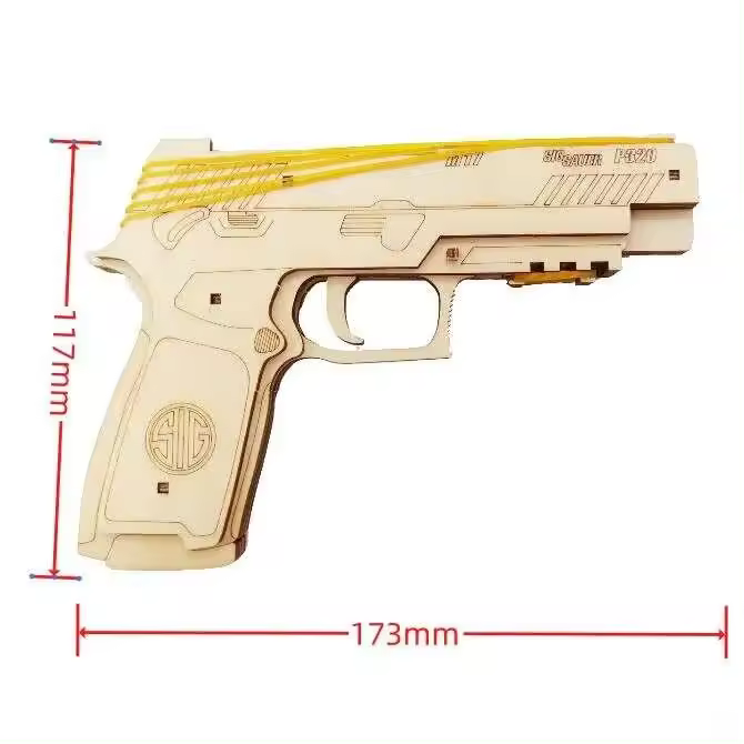Kit de Modelo de Disparo Mecánico de Madera DIY P320 Juguete de Banda de Goma para Niños - 1