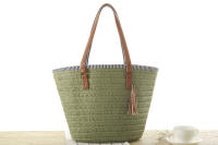 Bolso de playa tejido de hierba con borla colgante para mujer, un hombro, Simple, a la moda, nuevo - details 0