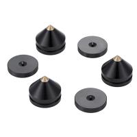 Juego de 8 almohadillas para pies de soporte de altavoz, aleación de aluminio, clavos de Metal, cono para suelo, color negro - details 2