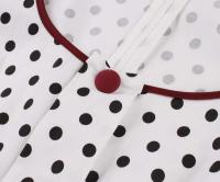 Vestido de Verano Vintage Hepburn Polka Dot de Contraste Cuello Cuadrado de los 50 Cintura Alta - details 4