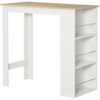 Mesa de bar, mesa de bistró, mesa de comedor, mesa alta con 3 estantes laterales y estructura de madera, carga 50 kg, 112x57x106 cm, blanco - details 0