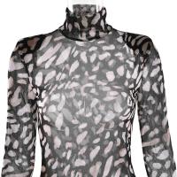 JULISSA MO-vestido Bandage de leopardo con cuello alto para mujer, vestido de manga larga y cintura alta, ropa ajustada elegante para fiesta y discoteca - details 3