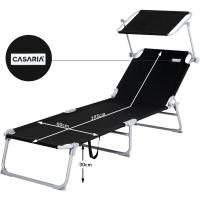 Tumbonas de Jardín Playa Relajación Sombrilla Plegable 195x60x30cm hasta 150Kg Acero Piscina - details 8