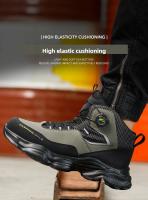 Zapatos de seguridad con botón giratorio para hombre, calzado de trabajo impermeable, botas de construcción con tiras reflectantes, punta de acero, talla 48, Invierno - details 9