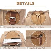 Bolso unisex de gran capacidad para ordenador portátil de lona retro Mochara de Vie (caqui) - details 1