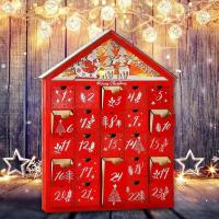 Calendario de Navidad para niños, accesorio creativo Con luz, 24 cajones de madera, regalo, 2024 - details 4