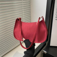 Bolso Hobo pequeño con textura roja para mujer, bandolera de un solo hombro, a la moda - details 2