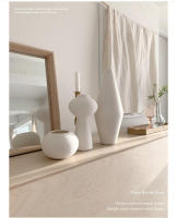 Jarrón de cerámica nórdico estilo Ins para sala de estar, decoración del hogar wabi sabi, arreglo de casa de familia, decoración seca, utensilio de flores a rayas - details 0