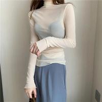 Camiseta de Malla Transparente para Mujer Manga Larga, Cuello Redondo, Seda y Encaje - details 9