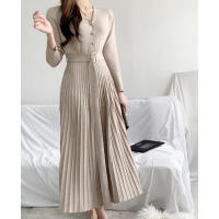 Vestidos largos de punto maxi 2023 Mujer Invierno Ropa básica Vestido suéter cálido con cordones y cinturón Vestidos - details 7