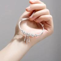 Brazalete de plata de ley 925 de tamaño ajustable, atrapasueños, borla, pluma, cuentas redondas, pulsera, joyería para mujer, boda - details 4