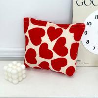 Bolsa de maquillaje con diseño de amor de gran capacidad, bolsa de cosméticos con forma de corazón de pana con cremallera, bolsa de almacenamiento de artículos de tocador de regalo encantador para mujer - details 2