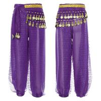 Harem de danza del vientre oriental para mujeres y niñas, gasa con lentejuelas de lunares, pantalones árabes brillantes para Halloween y carnaval - details 4