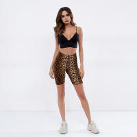 Shorts De Bicicleta Casual De Cintura Alta Para Mujer Verano 2019 Pantalones Cortos De Fitness Estampado De Leopardo Sexy Y Magros Moda Femme - details 2
