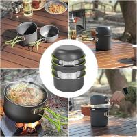 1 juego de utensilios de cocina portátiles, hechos de material de aleación de aluminio duro, ollas para acampar al aire libre para 1-2 personas, cocinar y hornear - details 7