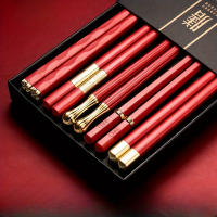 5 Pares De Palillos De Aleación Para Familia, Para Uso Doméstico, Rojo Festivo, Antimoho, Antideslizante, Aislamiento térmico - details 1