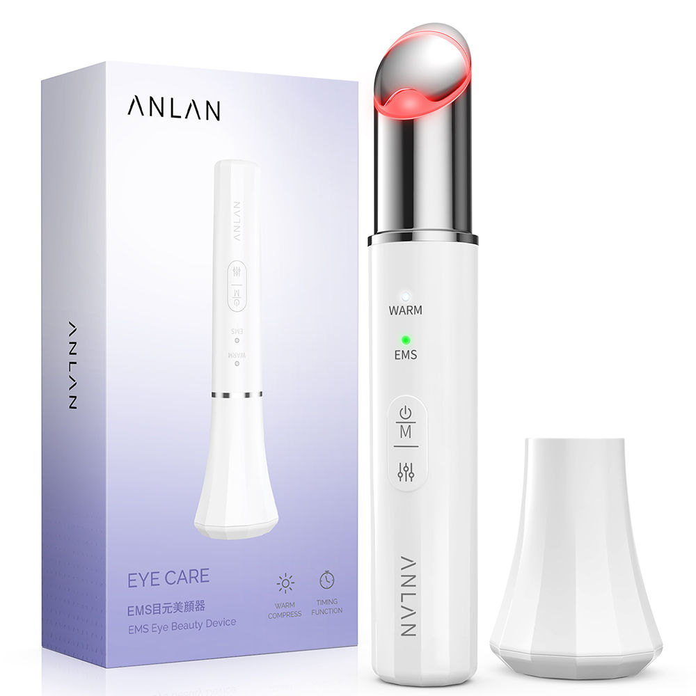 ANLAN Masajeador de Ojos, EMS Dispositivo de Ojos Antiarrugas y Antiedad, Luz Roja& Azu de LED Terapia, 40 ℃ Compresa Caliente, Mejora Ojeras, Bolsas, Hinchazón, Arrugas, Contorno de Ojos