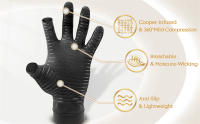 Guantes de cobre de compresión para artritis, guantes de cobre sin dedos para escritura por computadora y trabajo diario, alivio del dolor de manos y soporte - details 1