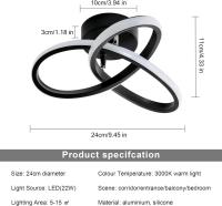 Plafón LED de Techo Nórdico, 22W, 2500LM - GOECO-3000/6500K, Luz Blanca Caliente/Fría - 25*25*12 CM - Negro - Diseño Floral - details 11