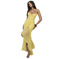 BUNO-vestidos de fiesta de malla irregulares, novedad de 2024, vestido ceñido con tirantes finos, vestido largo fruncido a la moda para mujer - details 57