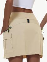 Pantalones casuales de golf de cintura alta para mujer con cremallera y múltiples bolsillos para escalada al aire libre, pantalones cortos deportivos de secado rápido - details 3