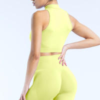 Dynamic 1/4 Zip Tank Chaleco deportivo de yoga para mujer Color sólido Ajuste ajustado Traje de fitness suave para mujer Traje de yoga Top Gimnasio Running Traje de ciclismo - details 11