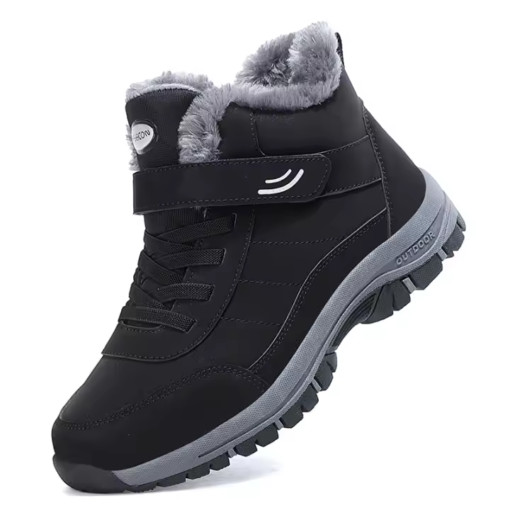 Zapatos de senderismo impermeables para mujer, Botines de cuero para mantener el calor al aire libre, Botas de senderismo de nieve cálidas de felpa antideslizantes, Invierno - 1