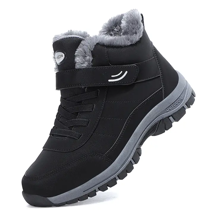 Zapatos de senderismo impermeables para mujer, Botines de cuero para mantener el calor al aire libre, Botas de senderismo de nieve cálidas de felpa antideslizantes, Invierno - 1