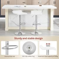 Taburetes de Cocina Giratorios 360° Altos con Asiento PVC Ajustables Diseño Elegante para Comedor, Sala de Estar, Cafetería Negro+Negro - details 13