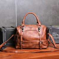 Bolso De Gran Capacidad Para Mujer, Bolso De Mujer De Cuero De Cera De Aceite, Bolso De Mensajero De Hombro. - details 3