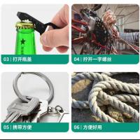 Llave de Camping Accesorios Herramientas al Aire Libre en Acero Inoxidable Clip de Carabiner Abrebotellas Llavero Anillo Multifuncional Card Tool - details 3