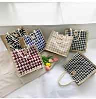 Bolso de niña tejido nuevo bolso, bolso bento simple a rayas 2025 nuevo bolso pequeño de lino - details 10