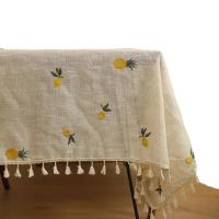 Mantel bordado con patrón Floral, sin arrugas, peso pesado, algodón, lino, mantel de granja, tela decorativa, mesa con borlas - details 0