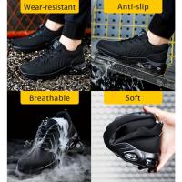 Zapatos de seguridad laboral antideslizantes con puntera de acero para hombres, a prueba de perforaciones y transpirables, zapat - details 4