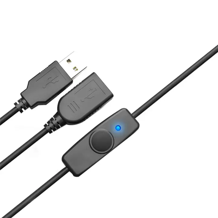 Cable extensor USB 2,0 para sincronización de datos, Cable de extensión con interruptor de encendido y apagado, indicador LED para PC, portátil, ventilador USB, lámpara LED - 1