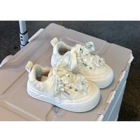 Zapatos casuales para niñas 2025 Zapatillas de deporte de princesa con flores de perlas y diamantes de imitación para niños - details 17