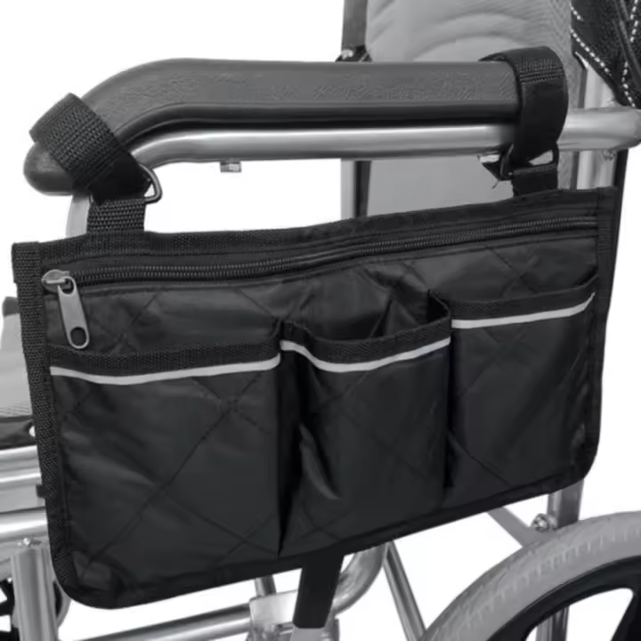 Silla plegable resistente al desgaste, reposabrazos para exteriores con hebilla, bolsa de almacenamiento de bolsillo para silla de ruedas, bolsa lateral para silla de ruedas - 1