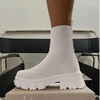 Zapatillas de mujer, botines tipo calcetín sin cordones, talla grande, , nuevas - details 4
