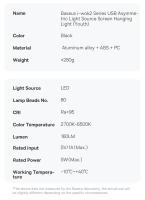 Baseus-luz colgante asimétrica USB para pantalla, lámpara Led de escritorio para lectura, color negro, para ordenador - details 16