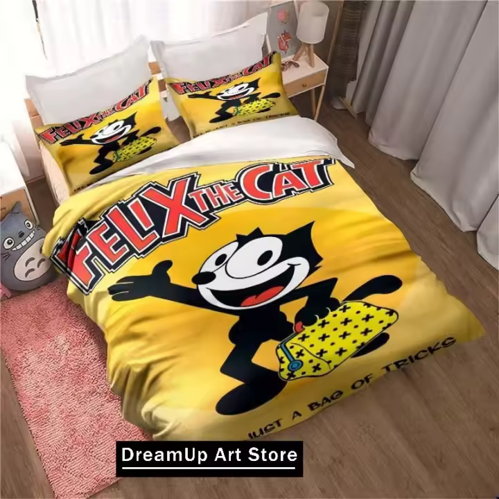 Juego de Ropa de Cama de Gato F-Felix en 3D Cubierta de Duvet de Tamaño Compacto Funda de Almohada - 1