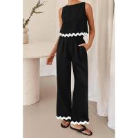 Conjuntos de dos piezas de verano para mujer, tops sin mangas y pantalones largos, trajes casuales para mujer - details 3