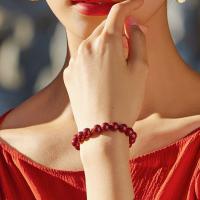 Pulsera de cuentas de piedra Natural para mujer, cuentas de Color rojo y dorado de cinabrio de la suerte, joyería de fiesta, regalo de buena suerte - details 2