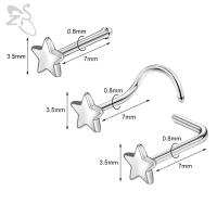 ZS-perno de Nariz de cristal CZ para hombres, forma de cruz de abeja de corazón, 316L retenedor de Pin de acero inoxidable, joyería de Piercing de fosa nasal en forma de L, 20g, 1 pieza - details 10