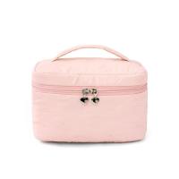 Bolsa de maquillaje de gran capacidad para mujer, bolsa cuadrada de mano para viaje, bolsa de baño con doble cremallera, bolsa de almacenamiento de cosméticos a prueba de polvo para el hogar - details 10