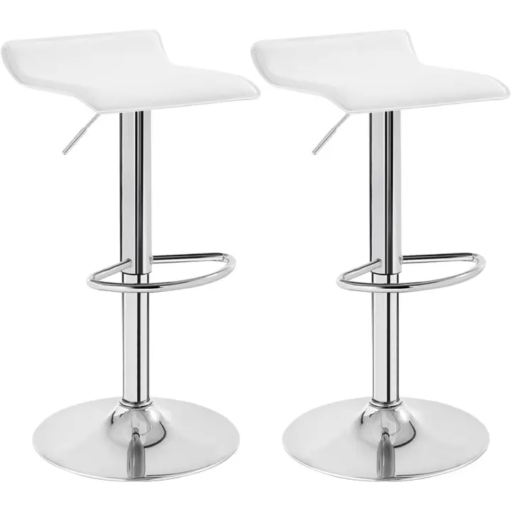 Taburetes Altos Cocina con Reposapiés Regulables en Altura Taburetes Giratorios 360 °   Asiento Tapizado - 1