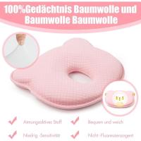 Almohada para bebé,  viscoelástica, almohada para bebé, antiplagiocefalia, adecuada para recién nacidos de 0 a 12 meses, color rosa - details 2