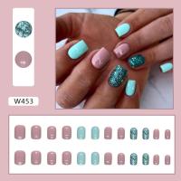 Uñas Postizas Verdes Con Patrón De Leopardo Cortas Y Redondas Completo Cubiertas Francesas Desmontables Para DIY Y Salón 24PCS - details 6