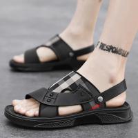 Sandalias de los hombres de la primera capa de cuero de vaca, zapatos de playa de suela suave, cojín de látex de los hombres de verano, nuevas dos zapatillas de desgaste, sandalias al aire libre - details 9