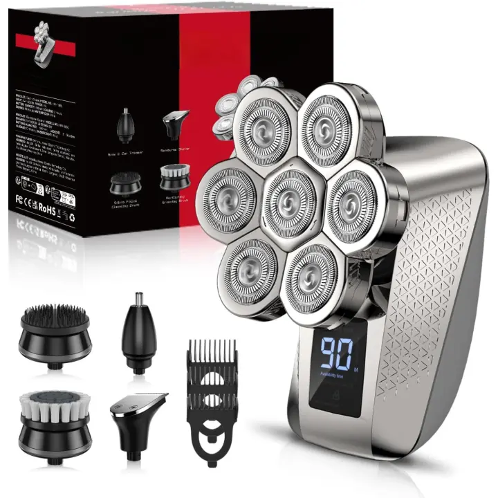 Head Shavers for Bald Men, 5 in 1 Grooming Kit for Men, Wet/Dry Shaver Hair Trimmer with LED Display, USB Charging, Storage Bag - 1